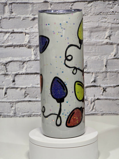 Tumbler Isothermique 20 oz – Design "Lumières de Noël" (Fait main en Époxy) 🎄✨