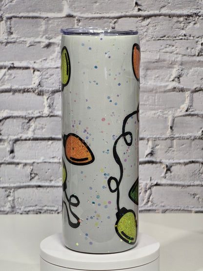 Tumbler Isothermique 20 oz – Design "Lumières de Noël" (Fait main en Époxy) 🎄✨