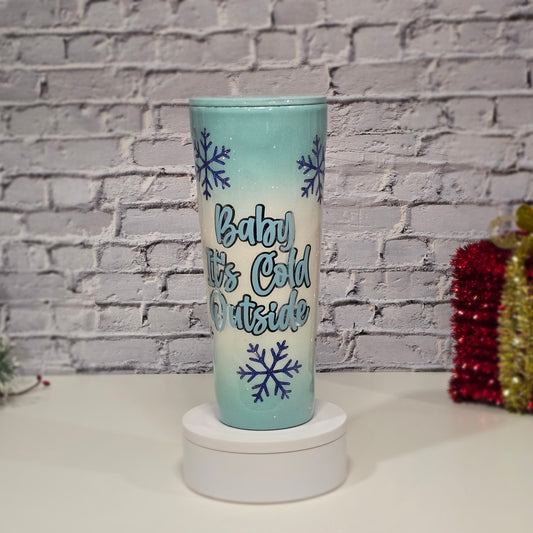 Tumbler Acrylique "Baby It's Cold Outside" 24 oz – Fait main en Époxy ❄️💙