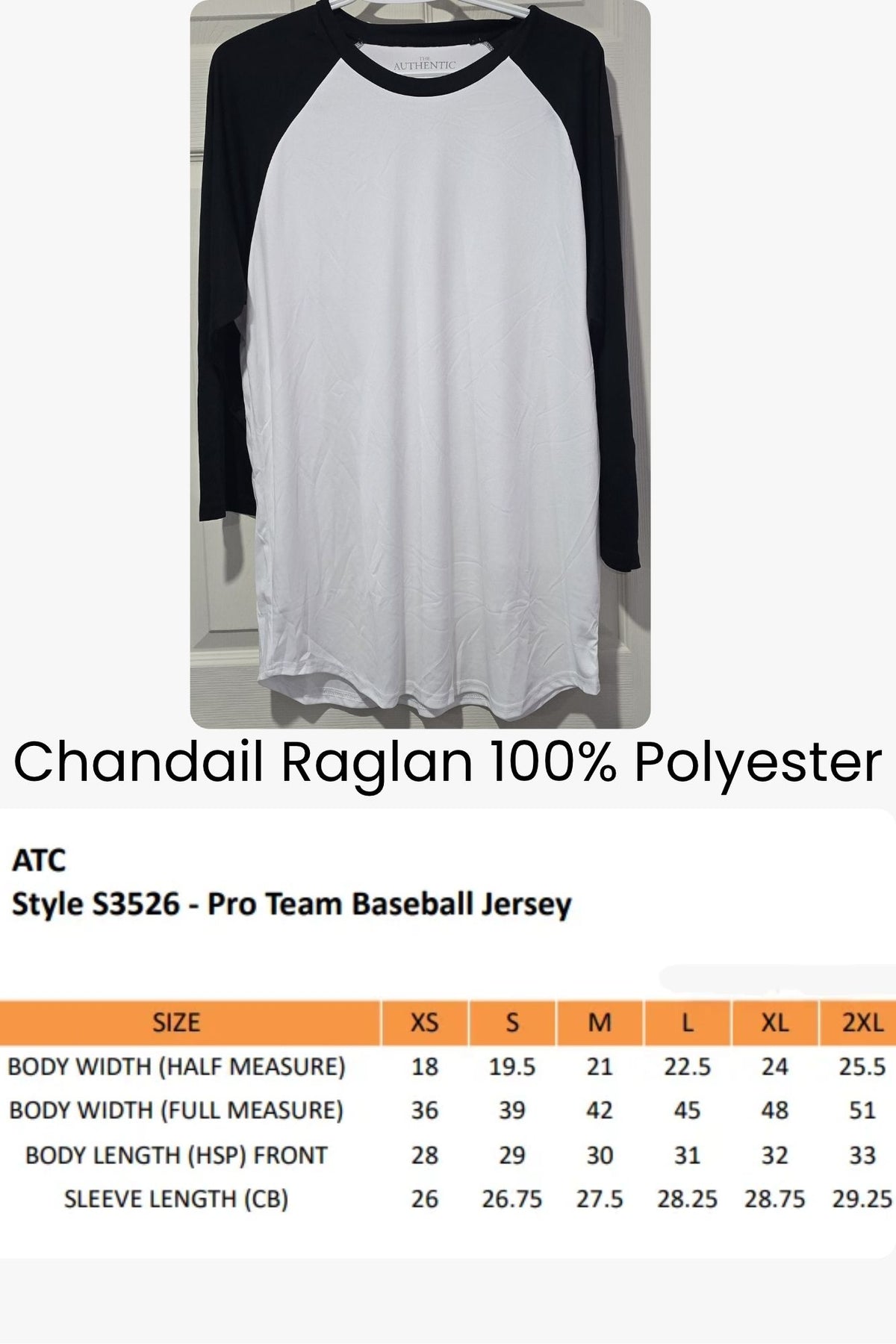 Chandail Raglan 100% Polyester pour Sublimation – Marques Cricut & ATC (XS au 3XL) ⚾✨
