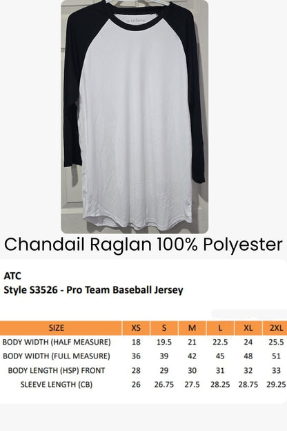 Chandail Raglan 100% Polyester pour Sublimation – Marques Cricut & ATC (XS au 3XL) ⚾✨