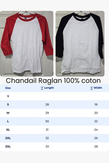 Chandail Raglan Style Baseball 100% Coton (Enfant & Adulte) ⚾👕