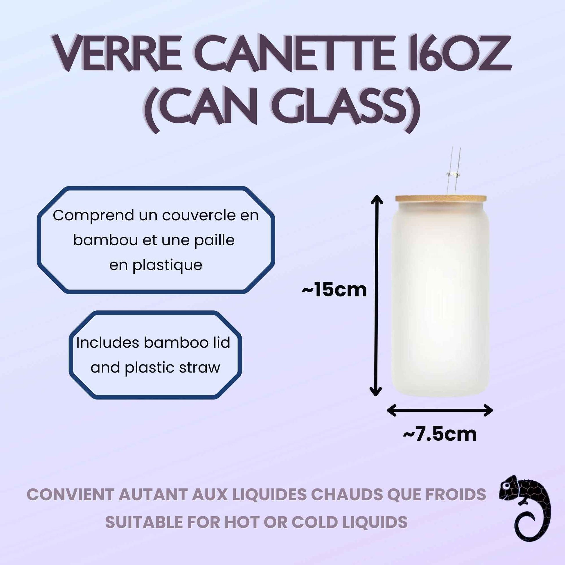 Verre Can Glass Givré 16 oz (Frosted Can Glass) vierge avec couvercle en bambou & paille – Sublimation, UV DTF & Vinyle
