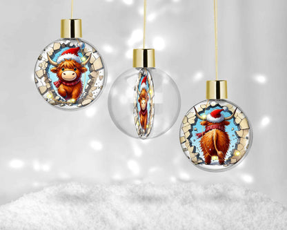 🐮 Boule de Noël LED – Vache Highland Festive
