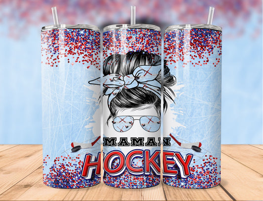 20oz Straight Tumbler | Hockey Mom (and English version)