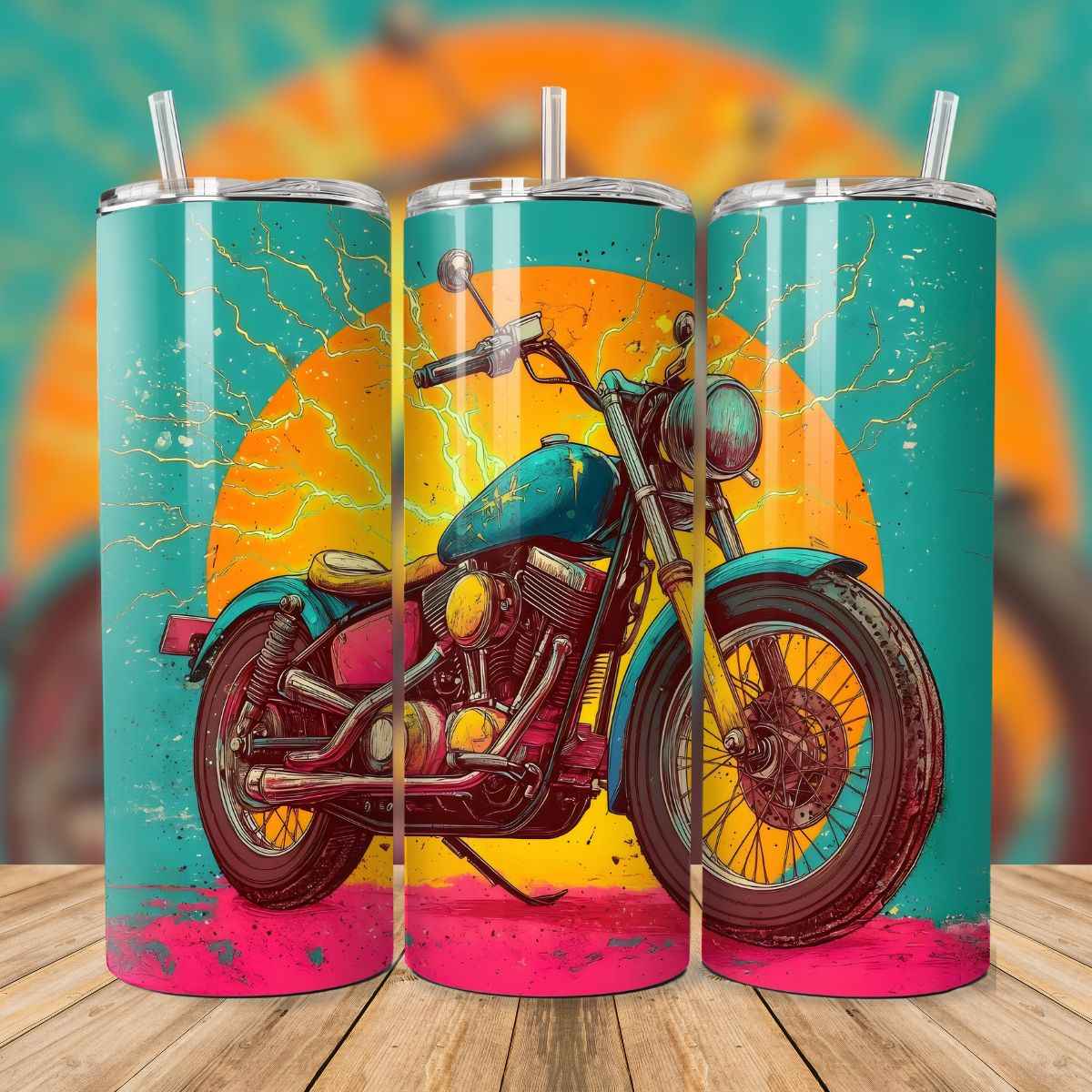 🏍️⚡Tumbler isothermique – Moto Vintage