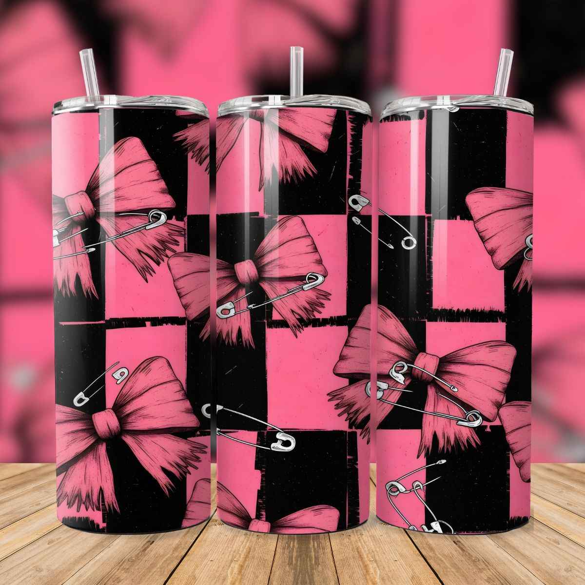 🎀💀 Tumbler isothermique – Punk Pink Ruban
