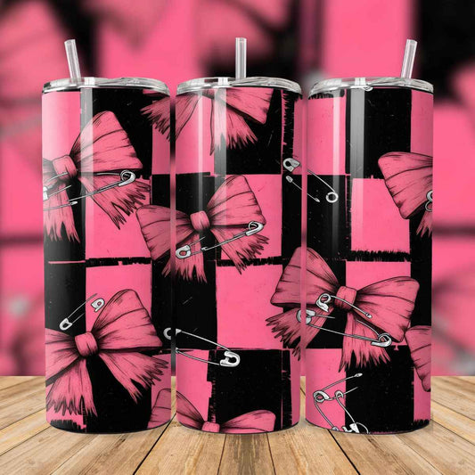 🎀💀 Tumbler isothermique – Punk Pink Ruban