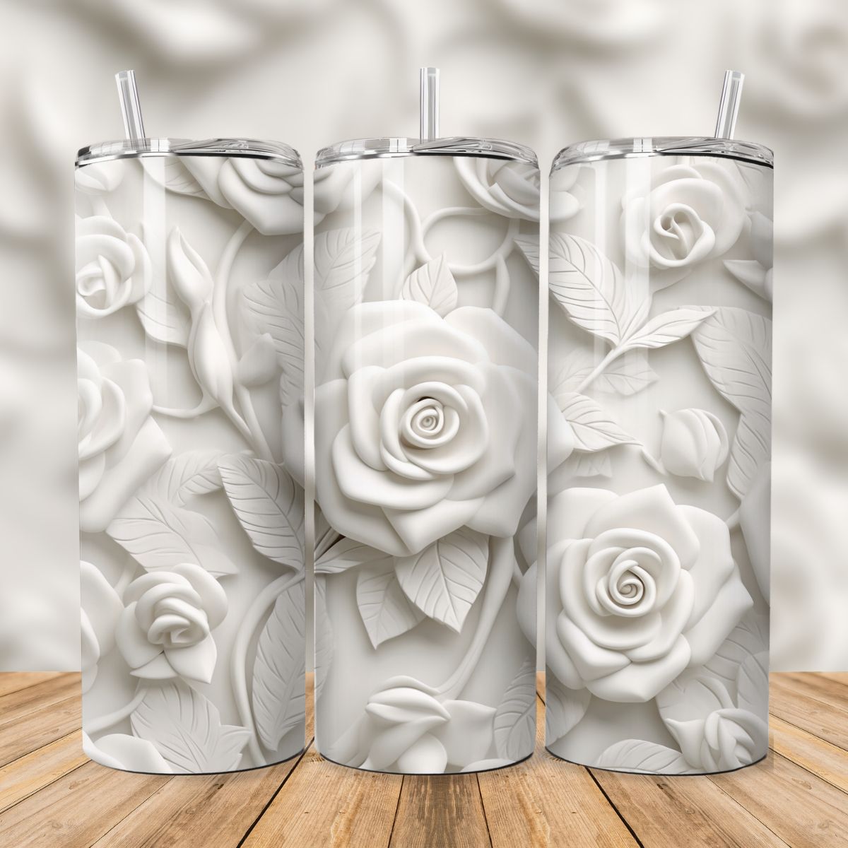 Tumbler isothermique –  Roses Blanches 3D