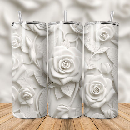 Tumbler isothermique –  Roses Blanches 3D