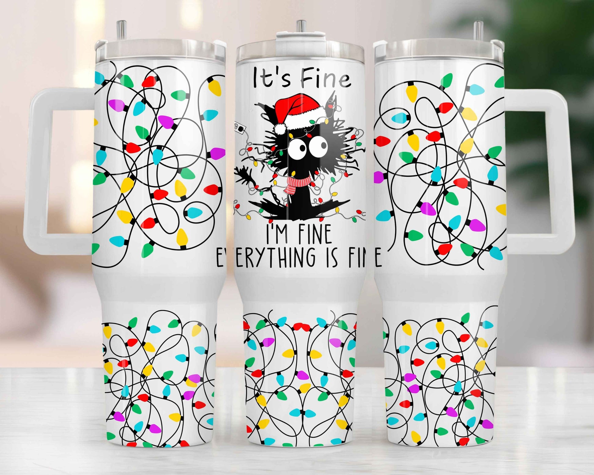 Tumbler isothermique 40oz – It's Fine… Christmas Chaos 😹🎄