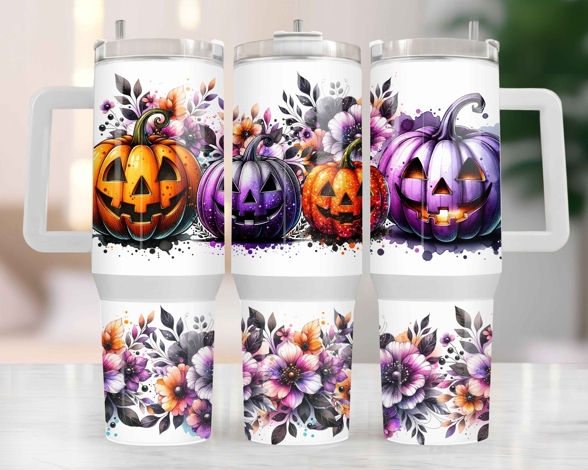 Tumbler isothermique 40oz – Citrouilles Halloween 🎃✨