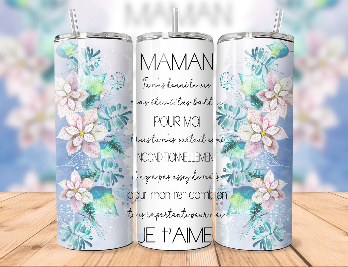 🌸 Tumbler isothermique – Maman Je t'aime