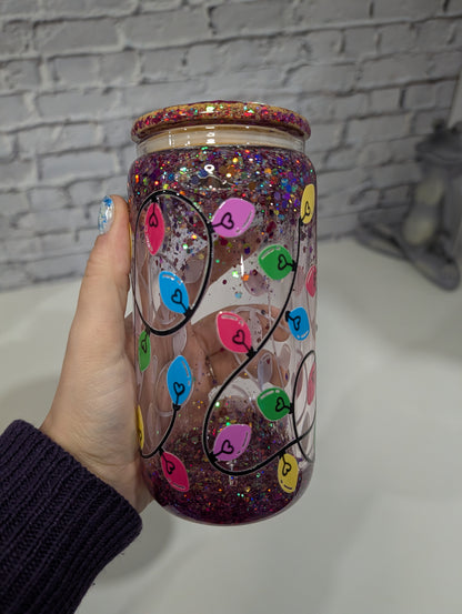 Verre Can Glass Snow Globe 16 oz – Modèle "Lumières de Noël" 🎄✨