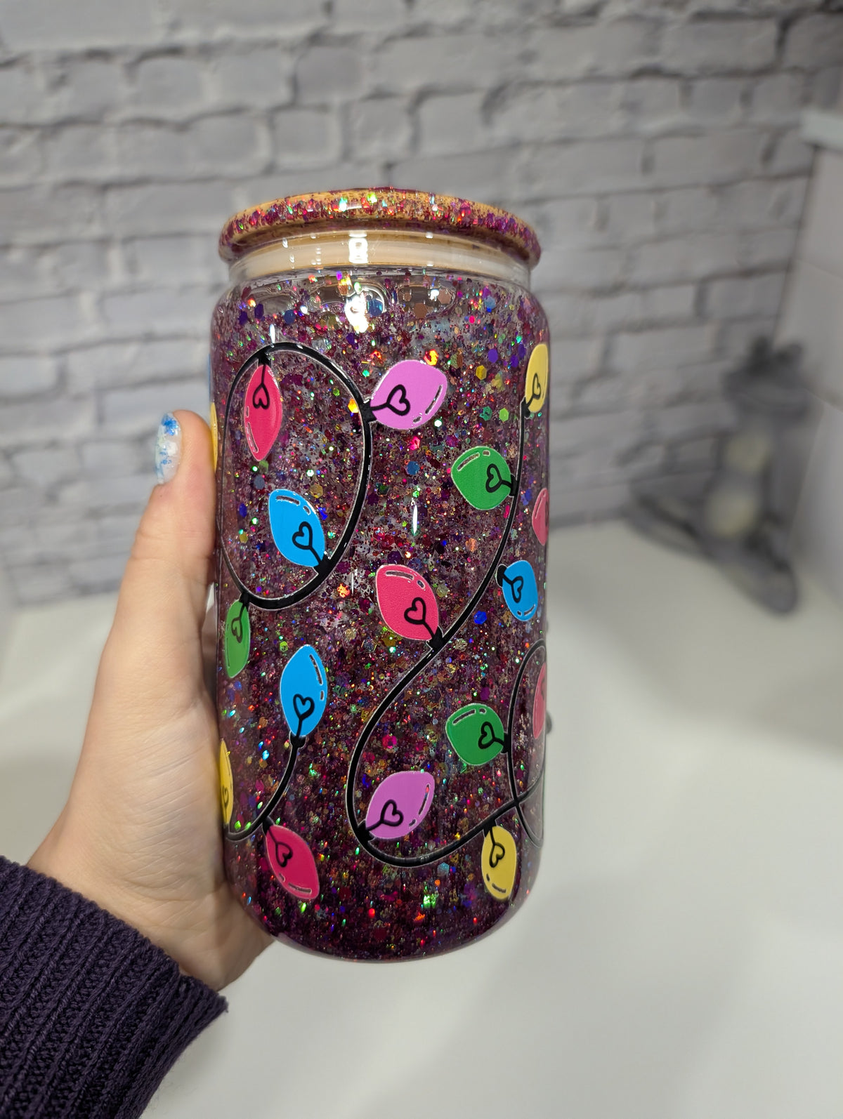 Verre Can Glass Snow Globe 16 oz – Modèle "Lumières de Noël" 🎄✨