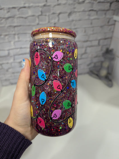 Verre Can Glass Snow Globe 16 oz – Modèle "Lumières de Noël" 🎄✨