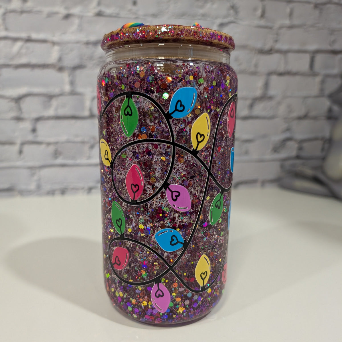 Verre Can Glass Snow Globe 16 oz – Modèle "Lumières de Noël" 🎄✨