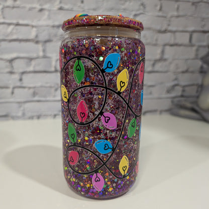Verre Can Glass Snow Globe 16 oz – Modèle "Lumières de Noël" 🎄✨