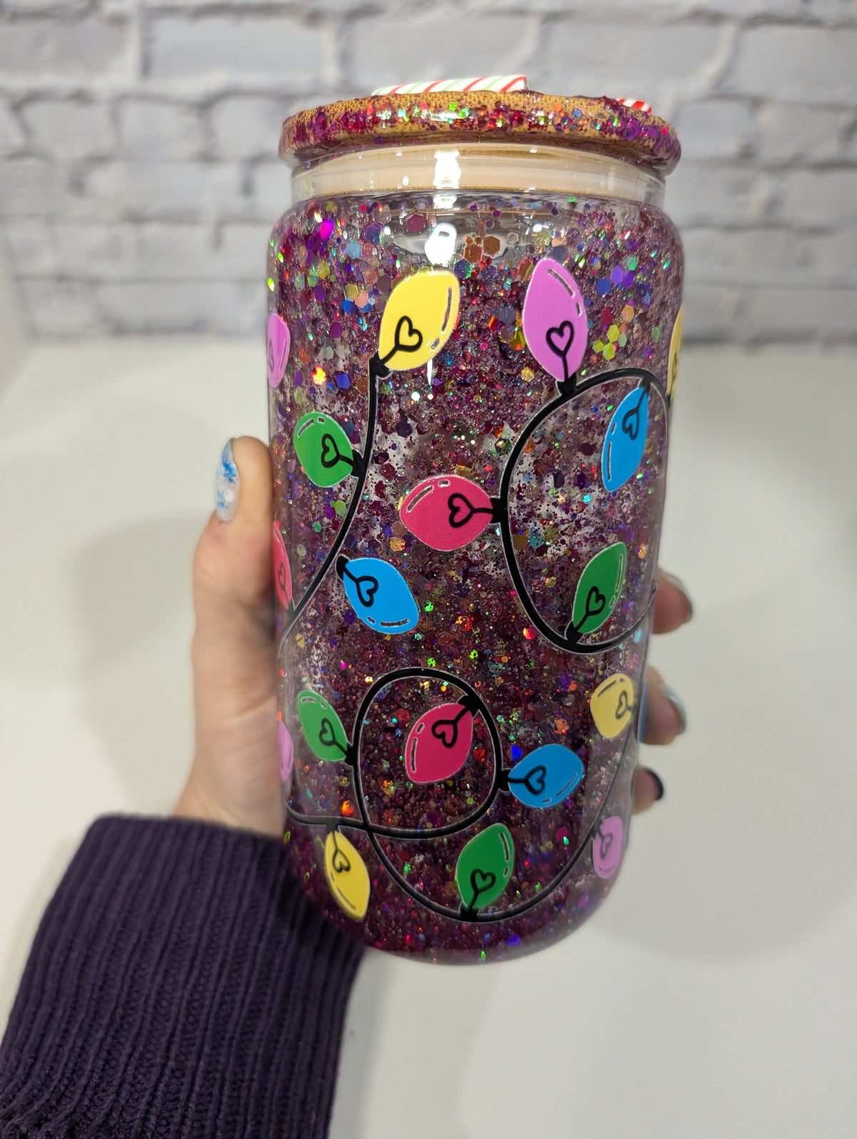 Verre Can Glass Snow Globe 16 oz – Modèle "Lumières de Noël" 🎄✨