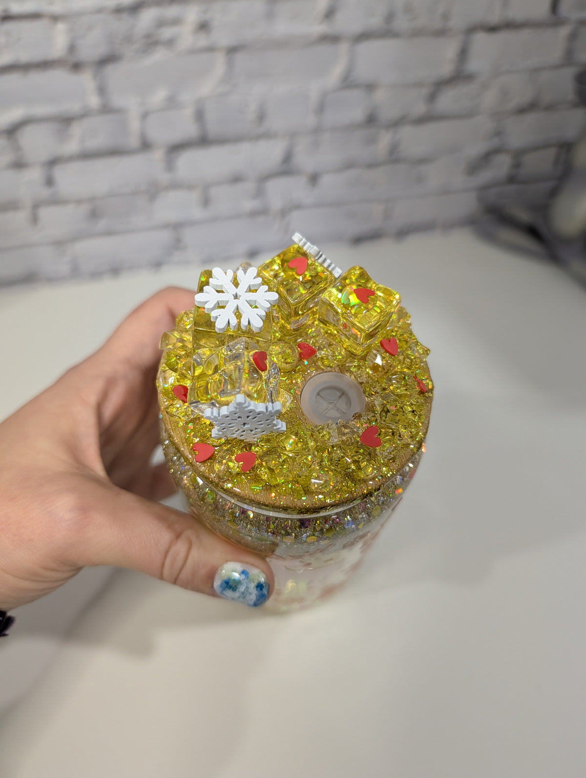 Verre Can Glass Snow Globe 16 oz – Modèle "Rênes & Flocons" 🦌❄️
