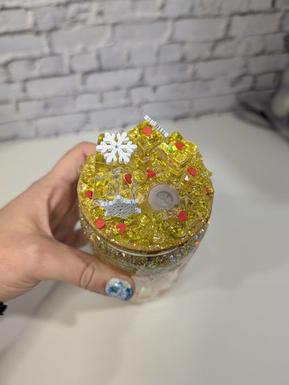 Verre Can Glass Snow Globe 16 oz – Modèle "Rênes & Flocons" 🦌❄️