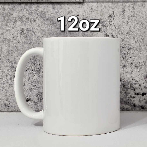 Tasse en céramique blanche 12 oz (Mug) vierge – Sublimation, UV DTF & Vinyle