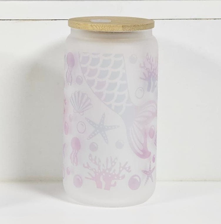 Can Glass 16oz | Can Glass 16oz | Frosted | Mermaid