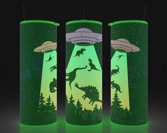 20oz Straight Tumbler | UFO with Dinosaurs (UFO)