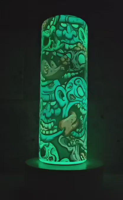 Tumbler 20 oz Zombies | Gobelet phosphorescent Glow in the Dark | Tasse isotherme style horreur, Halloween | Verre avec paille