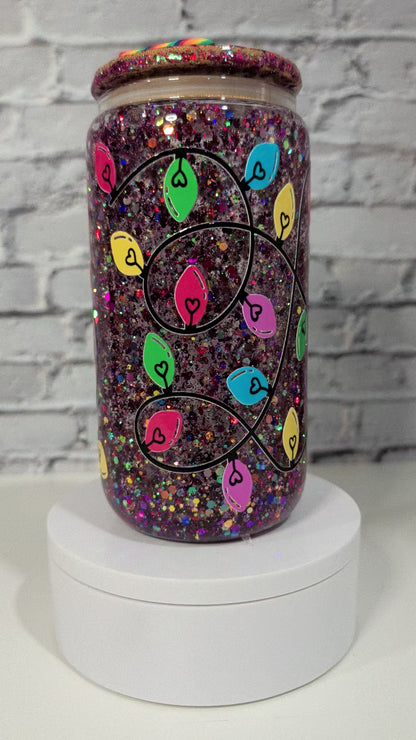 Verre Can Glass Snow Globe 16 oz – Modèle "Lumières de Noël" 🎄✨